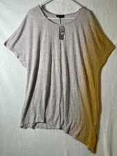 LANE BRYANT Asymmetrical Tunic Top Plus Size 26 / 28 Beige Yellow Lagenlook NEW
