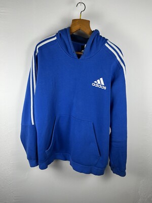 Men Hoodie Adidas Vintage Blu Bianco Size XL Men Felpa Cappuccio