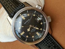 Vintage 1968 Benrus Ultra-Deep Super-Compressor Diver w/Warm Patina,Tropic Strap