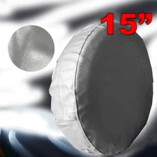 15" DIY Silver Gray Trailer Spare Tire Tyre Wheel Cover Heavy Duty Leather Vinyl