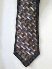 Antonio Ricci 100% Silk ITALY Neck Tie Necktie Windowpane Border Blue Black
