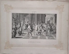 c1850 VICTORIAN PRINT ST GERVAS & ST PROTAIS - LE SUEUR