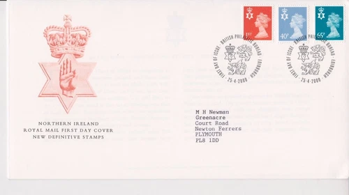 GB ROYAL MAIL FDC COVER 2000 NORTHERN IRELAND 40P 65P 1ST DEFINITIVE BUREAU
