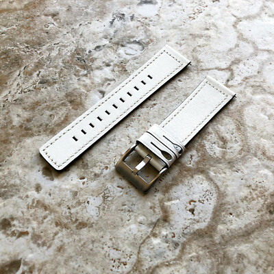 White Leather Band with Stitches for Huawei Watch GT 2 and GT 46mm Smartwatches