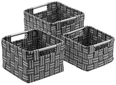 Sorbus Double Woven Basket Bin Set (3 Pc)