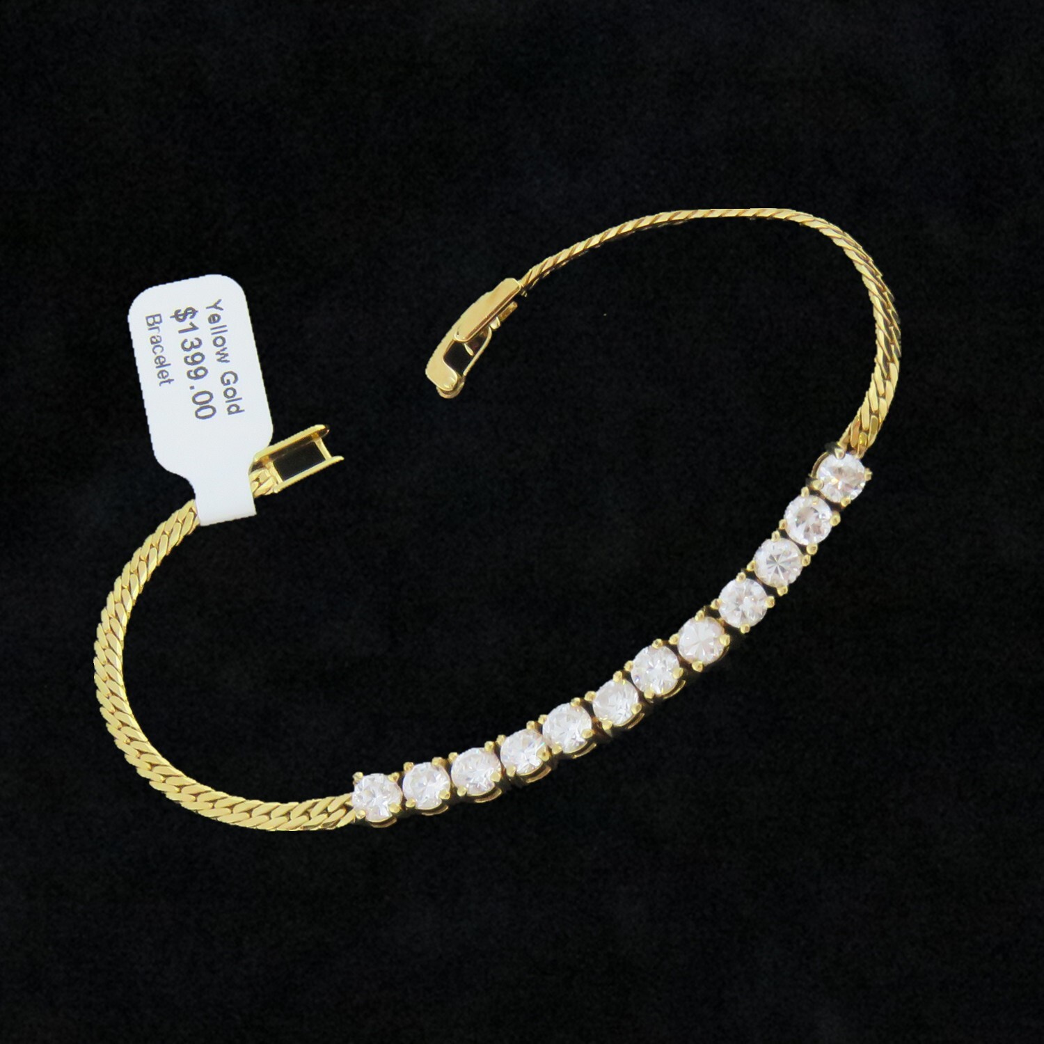 NYJEWEL 14k Yellow Gold White Clear Stone Bracele… - image 1