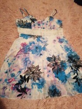 Tie Die Effect Floral Summer lace detailing dress Size M medium