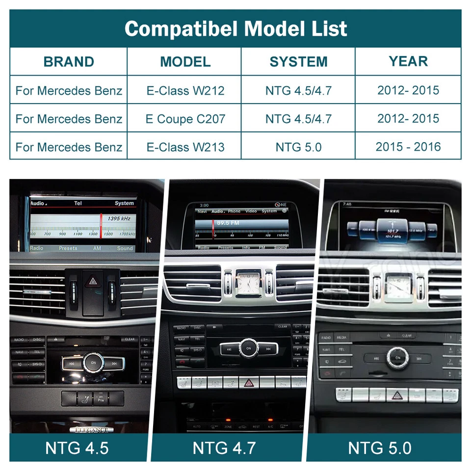 RT CarPlay Android Auto Für Mercedes Benz E Class W213 W212 Coupe C207 2012-2016 - Bild 2 von 4