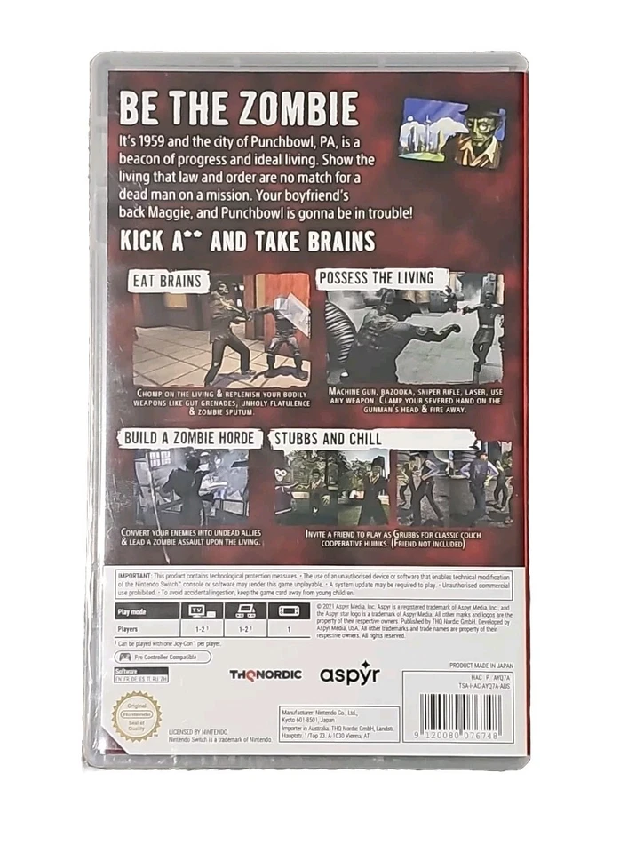 *NEW SEALED* Stubbs The Zombie: In Rebel Without a Pulse | Nintendo Switch - Image 2 of 2