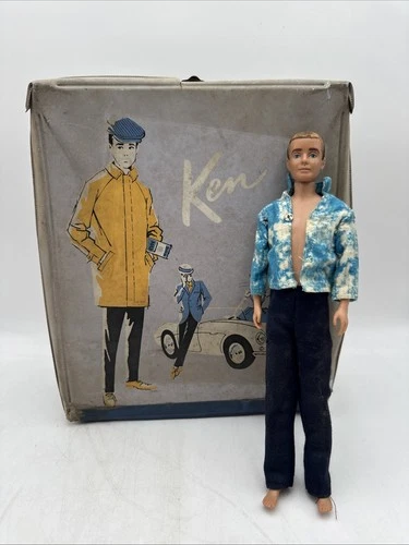 VINTAGE 1961 Ken Doll & Case Mattel W/ Large Clothes Lot & Accessory