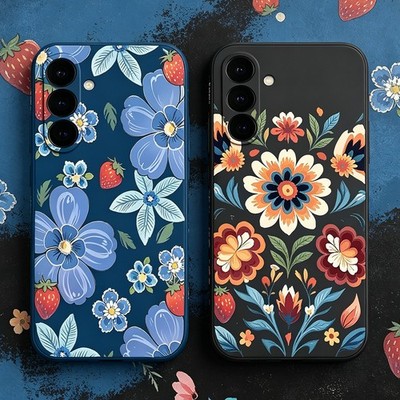 Für Samsung Galaxy S26 Ultra S24 A17 A57 A16 A56 Erdbeere Blumen TPU Handyhülle