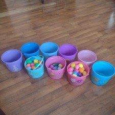 EASTER EGG BASKET Lot Berry Plastics Made in USA bin pail bucket handle vintage