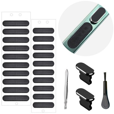 Phone Speaker Dustproof Stickers Protector, Mesh Lightning Plug, Black 