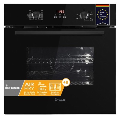 Einbaubackofen autark 60cm Katalyse AirFry Schwarz Heißluft Teleskopauszüge