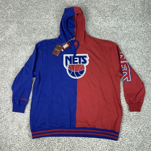 New Jersey Nets Sweatshirt Mens 3XLB Blue Red NBA Basketball Mitchell Ness Retro