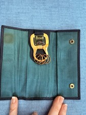 Vintage Harrods Knightsbridge London Keyring Keychain Tri-Fold Key Holder Green