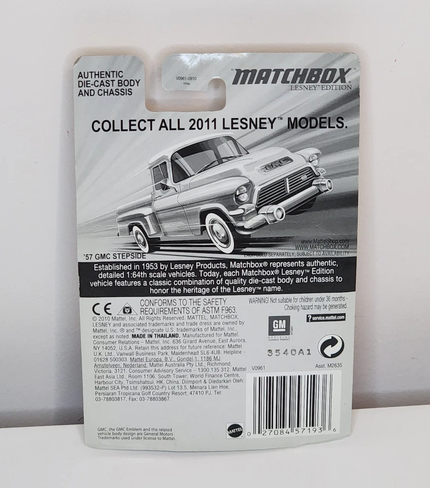 2011 Matchbox MBX V0961 Lesney Edition 1957 GMC Stepside Pickup Yellow - Image 4 of 4