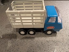 Vintage Tonka Blue & White Metal Stake Dump Truck 5" x 3" Perfect Condition