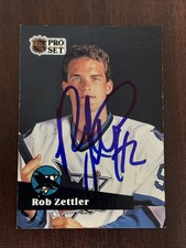 1991-92 Pro Set #330 Rob Zettler AUTO San Jose Sharks AUTOGRAPH Signed
