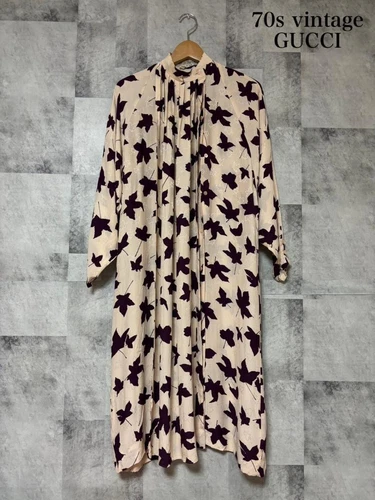 Raro abito in seta modello foglia Gucci anni 70 Made in Italy M59
