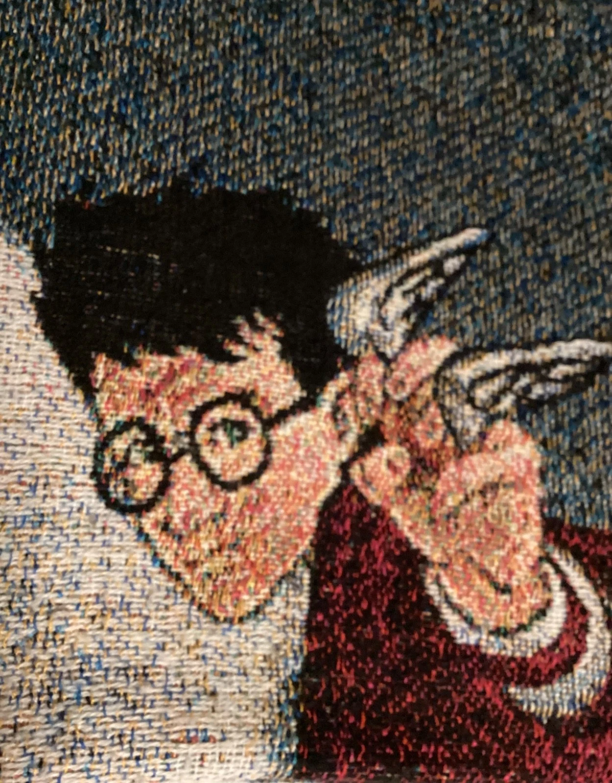 Vintage Harry Potter Throw Blanket Quidditch Hand Woven Fringed Warner Bros 2000