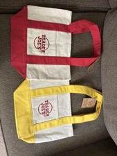 Trader Joe’s Mini Canvas Tote Bag, Limited Edition- Yellow And Red Lot