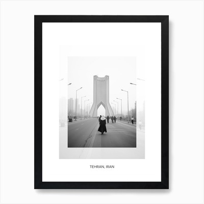 Poster Of Tehran, Iran, Black And W Framed Wall Art Poster Canvas Print Picture