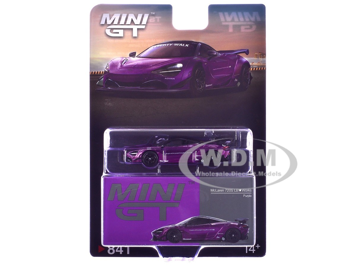 MCLAREN 720S LB-WORKS PURPLE 1/64 DIECAST MODEL CAR BY MINI GT