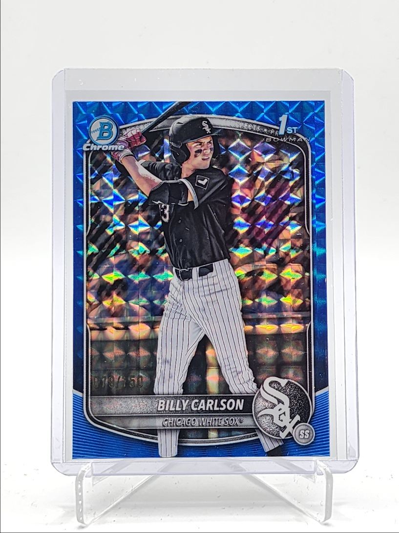 BILLY CARLSON 2025 BOWMAN CHROME DRAFT 1ST BLUE GEOMETRIC /150 Q6821