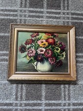 Moody Dark Floral Texture Print In Gold Tone Ornate Frame 13x11