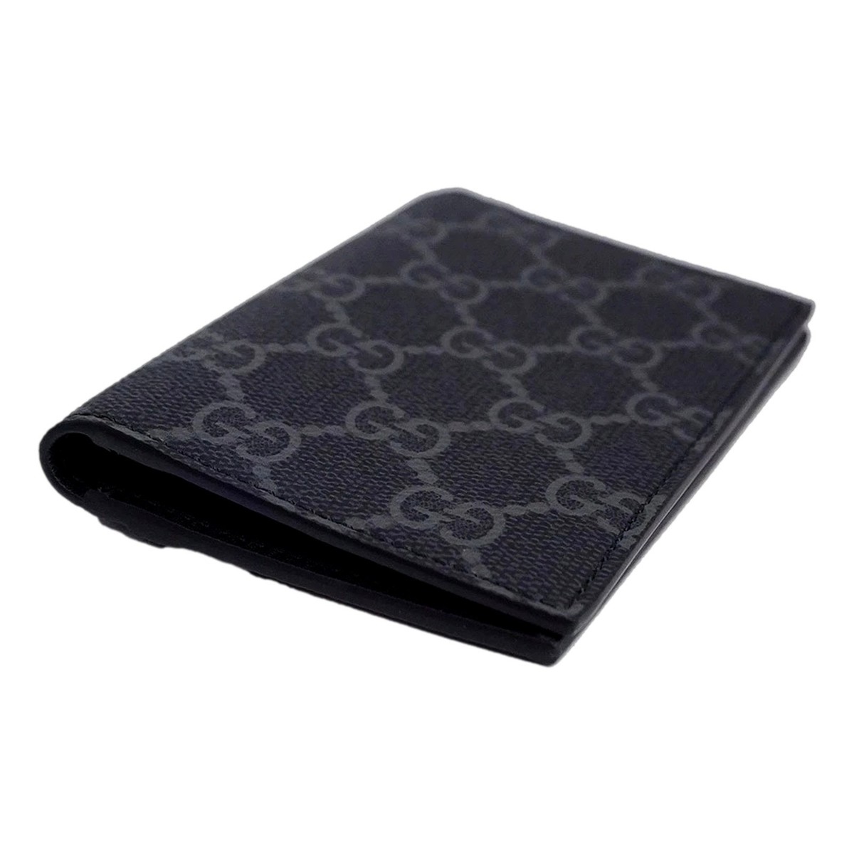 Gucci GG Emblem Canvas Black Vertical Bifold Wallet Leather New | eBay