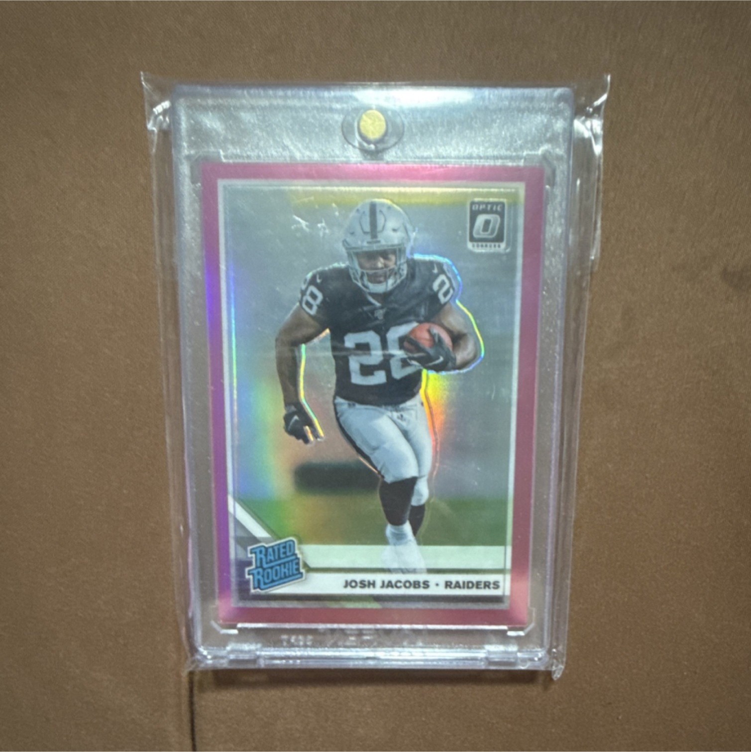 2019 Panini Donruss Optic Josh Jacobs #158 Pink Prizm Rated Rookie Raiders