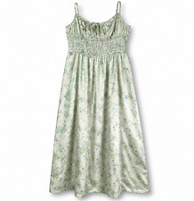 astr the label cream blue floral smocked maxi dress cottagecore romantic size l