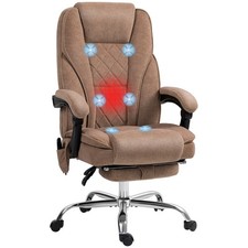 Vinsetto Massage Office Chair, Heated Reclining Desk Chair, Brown