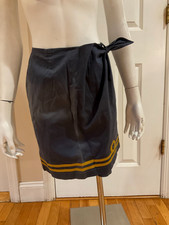 Vintage 80s Ralph Lauren Country Naval Style Wrap Skirt w/ Gold Stripe Trim Sz 4