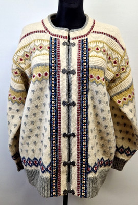 Pullover Devold Olmes Caretti Strickjacke reine Wolle Damen M oversized Vintage 10