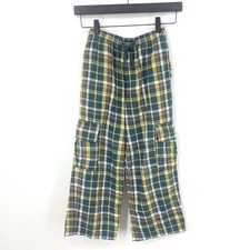 LL Bean Kids Youth Size 8 Medium Pants Pajama Sleep Cargo Flannel Blue Plaid