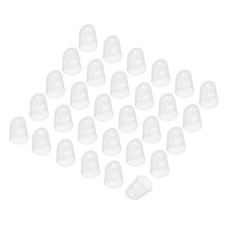 Light White Silicone Finger Tips Protectors Breathable Caps, L, 30 Pcs
