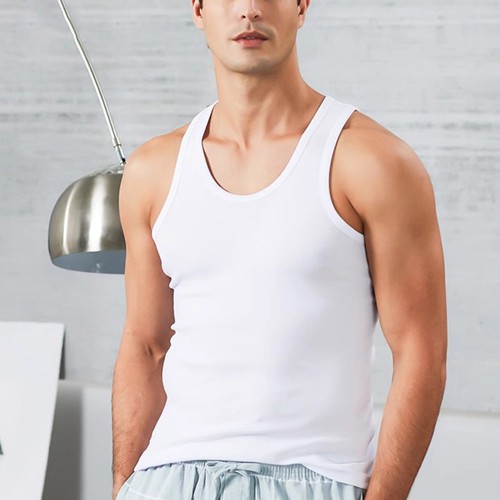 Men Cotton Tank Tops Base Layer Shirt Sleeveless Elastic Fitness Vest Tee X-4XL' - Picture 13 of 27
