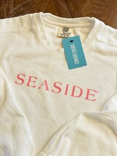 SEASIDE MEDIUM Crewneck Sweatshirt Pullover Women s Comfort Colors WHITE