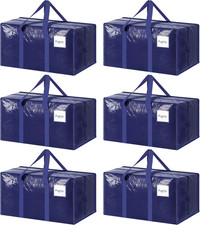6 Pack Extra Heavy Duty Large Moving Bags with Strong Zipper Comfortable Handles