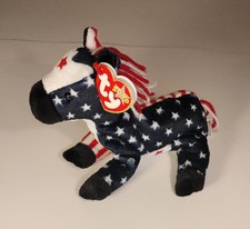 TY Beanie Baby Lefty 2000 Political Democrat Red White Blue Donkey Retired
