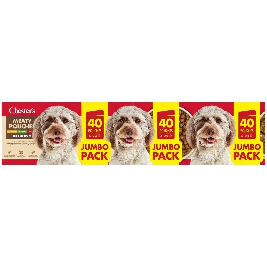 Chester's Meaty Pouches In Gravy 40 x 100g
