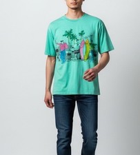 Vtg 80s OP Ocean Pacific Teal Green T Shirt Surf Skate Beach Cotton Size S
