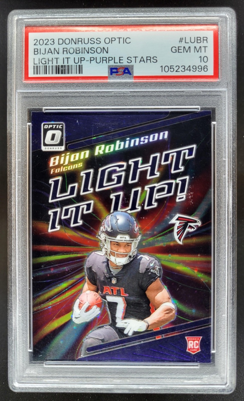 Bijan Robinson Panini Donruss Optic Light It Up #LUBR Purple Stars