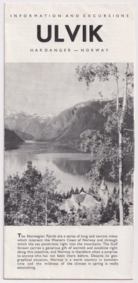 Vintage Ulvik Hardanger Norway Travel Tourist Brochure Fjord Map Hotels 1950s