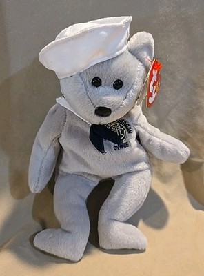 ''Ronnie''  Sailor Bear Ty Beanie Baby  USS Ronald Reagan President Navy  New w Ts