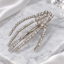 Gothic Skeleton Hand Rhinestone Hair Clip Metal Claw Barrette Halloween Accessor