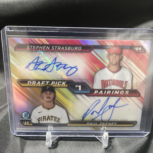 Paul Skenes Stephen Strasburg Dual Auto /25 2026 Bowman #DPPA-SS #1 Draft Picks