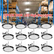 12PACK 200W UFO LED High Bay Light Industrial Factory Warehouse Commercial Lamp